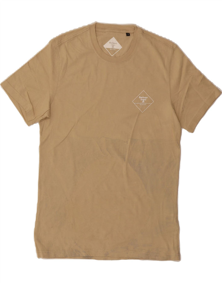 BARBOUR Mens T-Shirt Top Small Beige Cotton Vintage Barbour and Second-Hand Barbour from Messina Hembry 