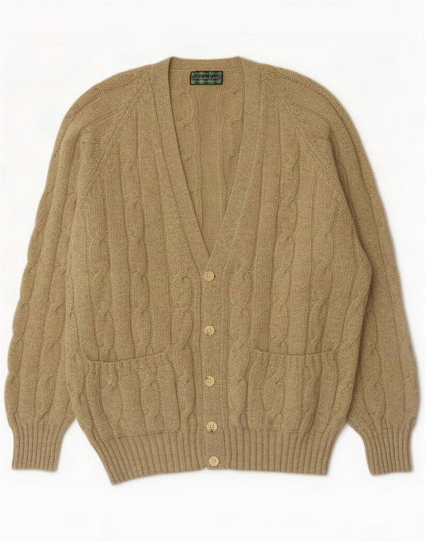 Vintage Mens Cardigan Sweater XL Beige