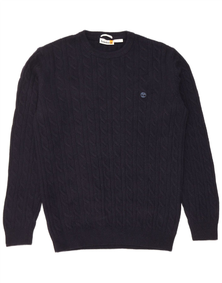 Pulover Timberland pentru bărbați, cu croială obișnuită, cu gât crew, lână mare, albastru