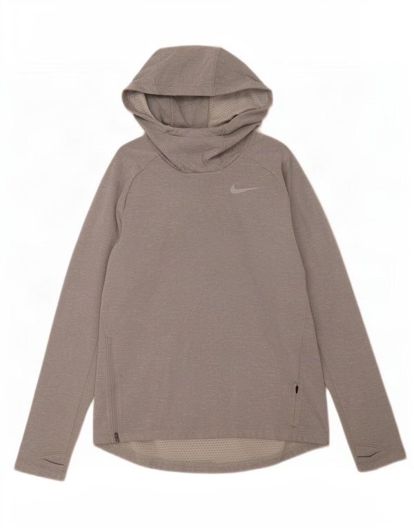 Top cu glugă pentru bărbați Nike Dri Fit cu mânecă lungă, gri mediu, poliester cu pături