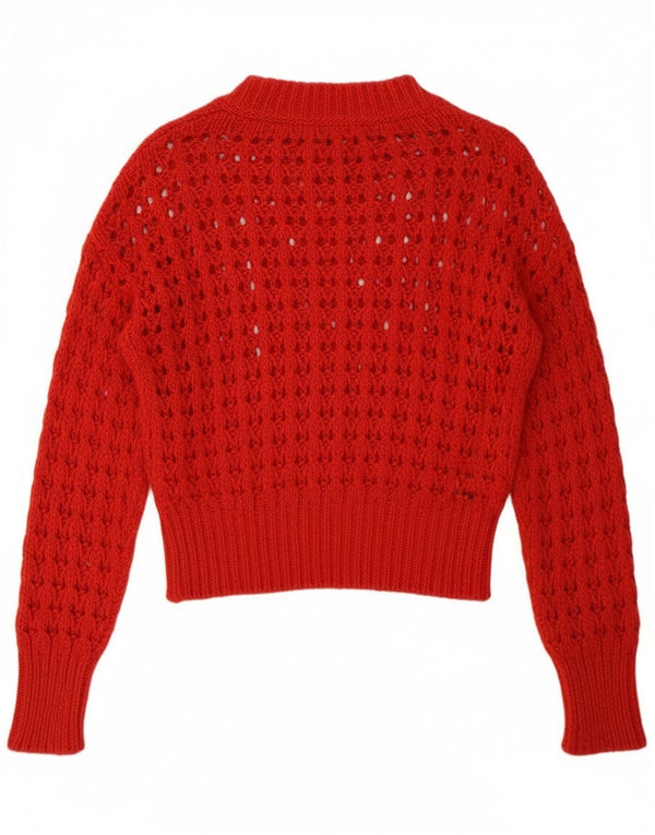 Pulover pentru femei Benetton, croșetat supradimensionat, cu decolteu, roșu, UK 4 XS