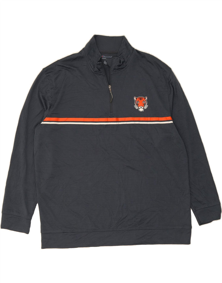 CHAMPION Mens Zip Neck Sweatshirt Jumper 2XL Grey Polyester Vintage Champion and Second-Hand Champion from Messina Hembry 
