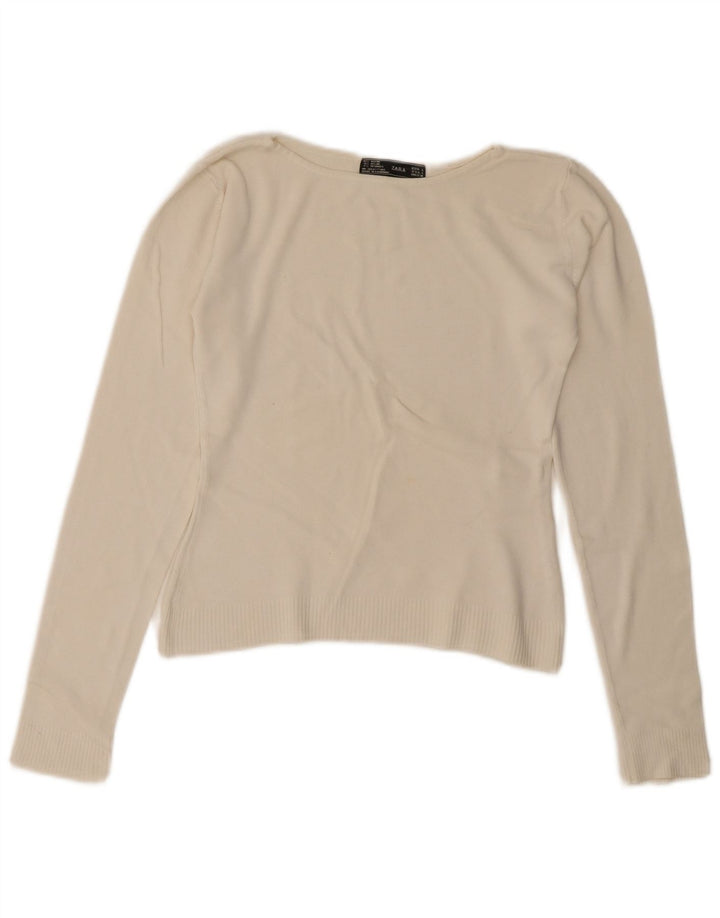 Crop Top pentru femei Zara cu mânecă lungă UK 14, mare, alb negru
