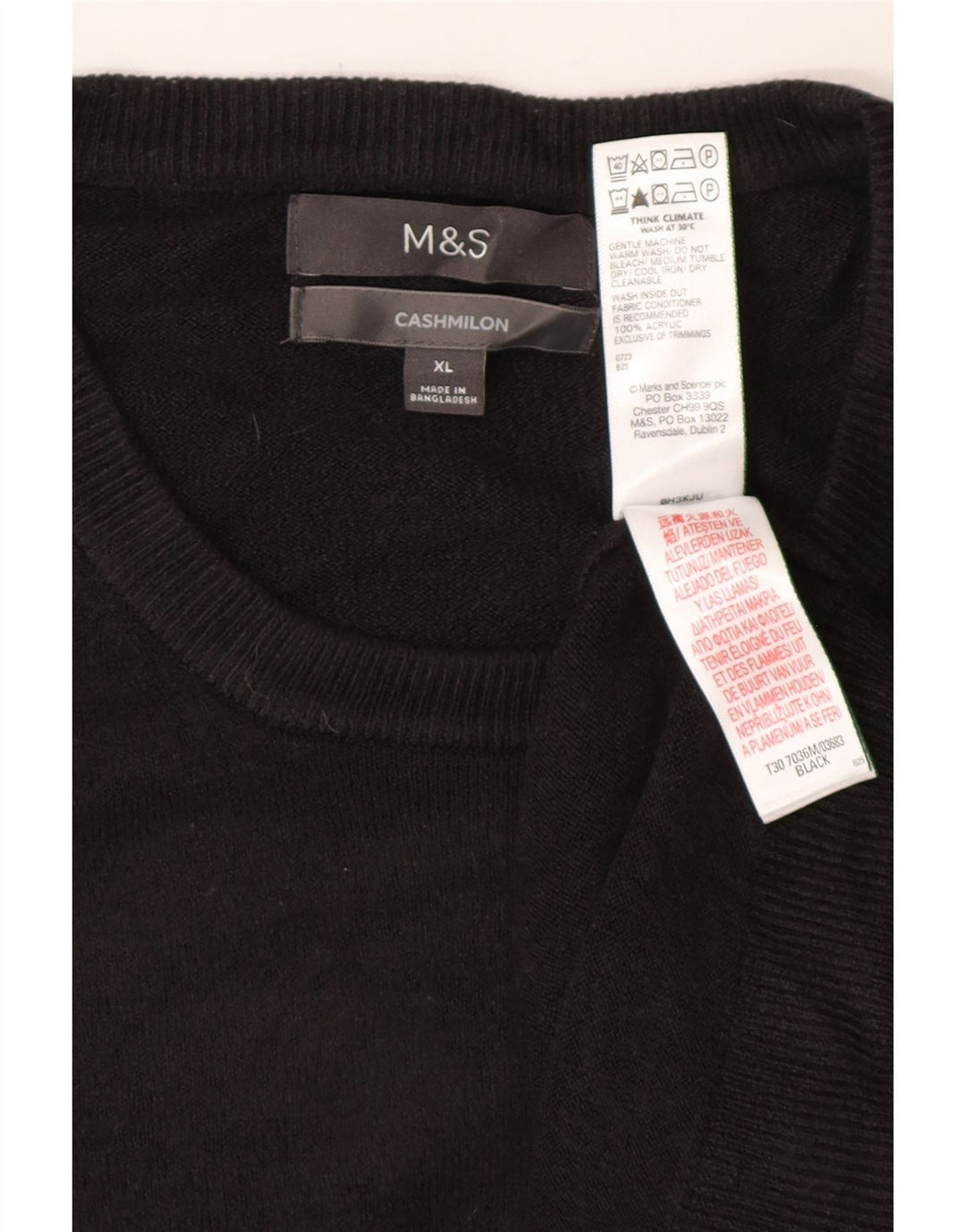 MARKS & SPENCER Pulover pentru bărbați cu decolteu rotund XL acrilic negru
