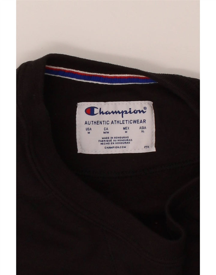 CHAMPION Womens Graphic Sweatshirt Jumper UK 14 Medium Black Cotton Vintage Champion and Second-Hand Champion from Messina Hembry 