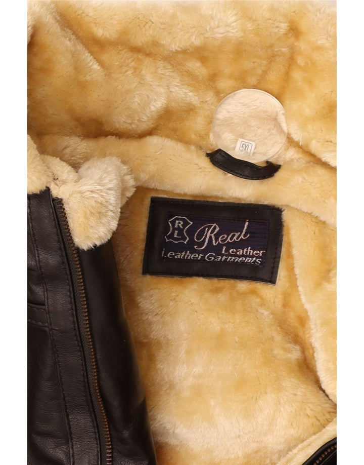 Jachetă din shearling pentru bărbați VINTAGE UK 50 5XL piele maro