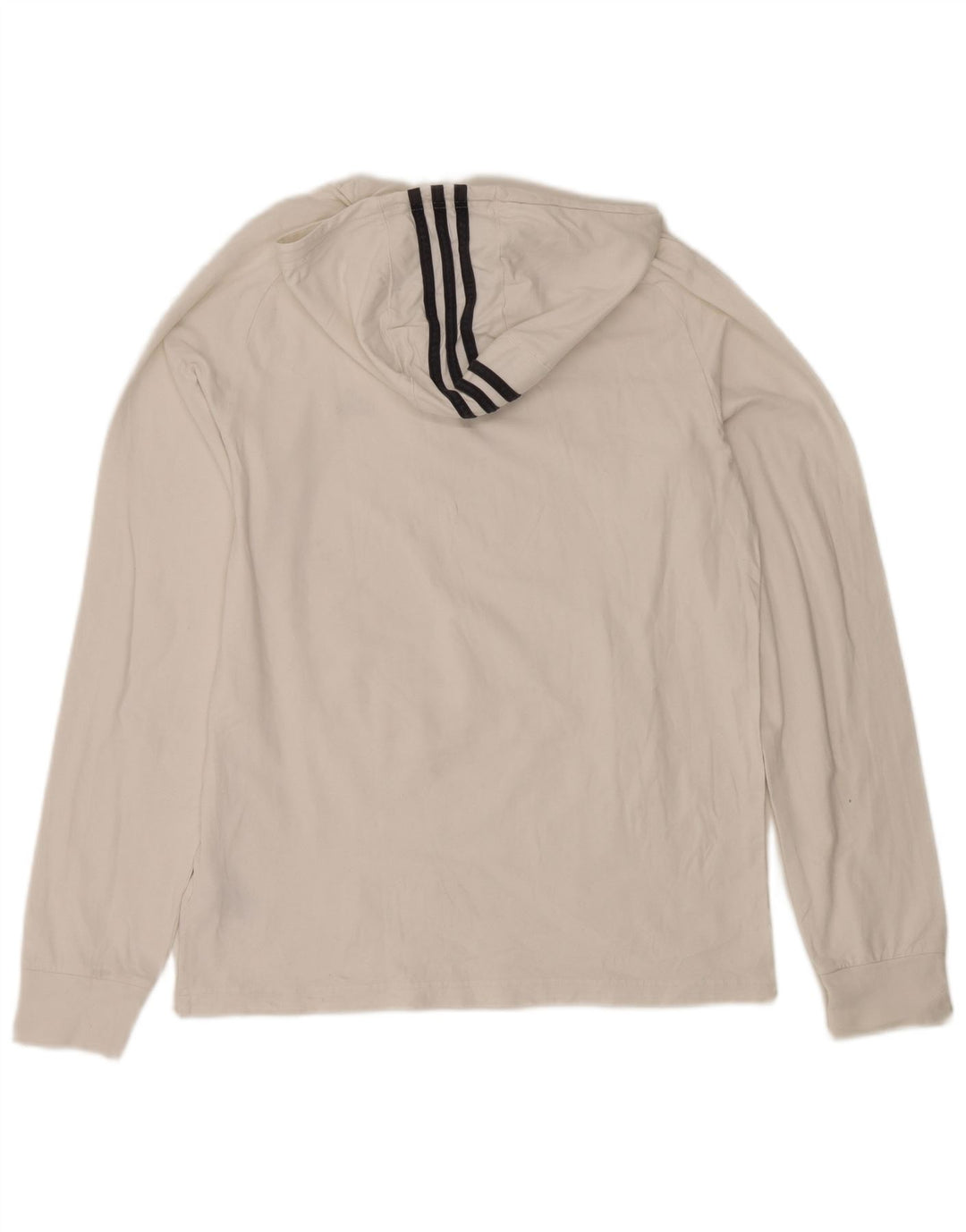 Adidas bărbați cu glugă top cu mânecă lungă mare, alb, bumbac