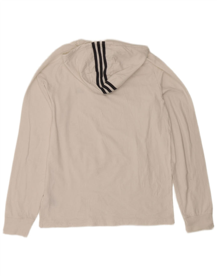 Adidas bărbați cu glugă top cu mânecă lungă mare, alb, bumbac