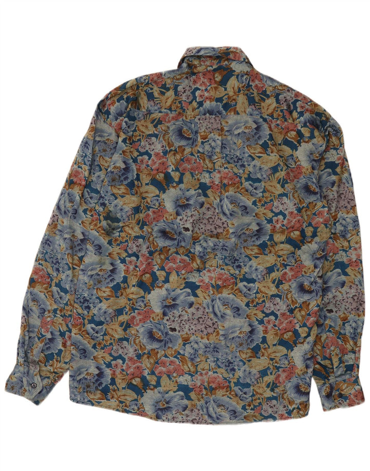 Cămașă vintage pentru bărbați, cu tăiere largă, mică, multicoloră, florală, viscoză