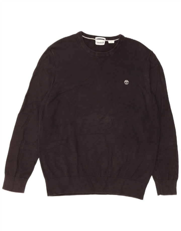 Pulover Timberland pentru bărbați, cu gât crew, bumbac mare, negru