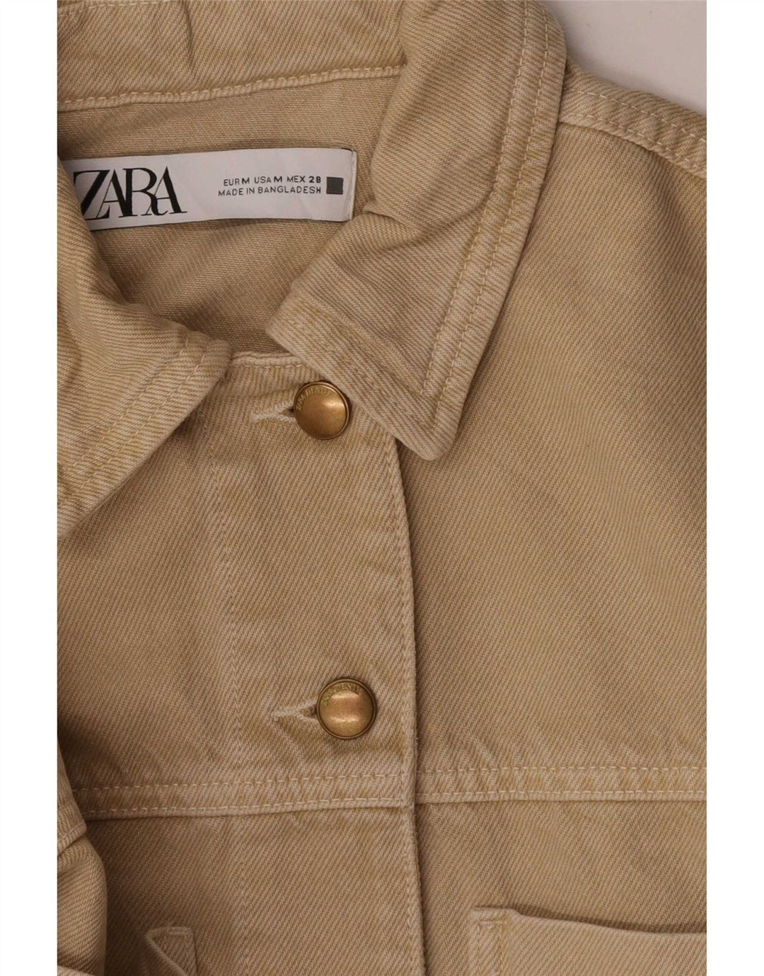 Jachetă de denim scurtă pentru femei Zara UK 14 Bej mediu