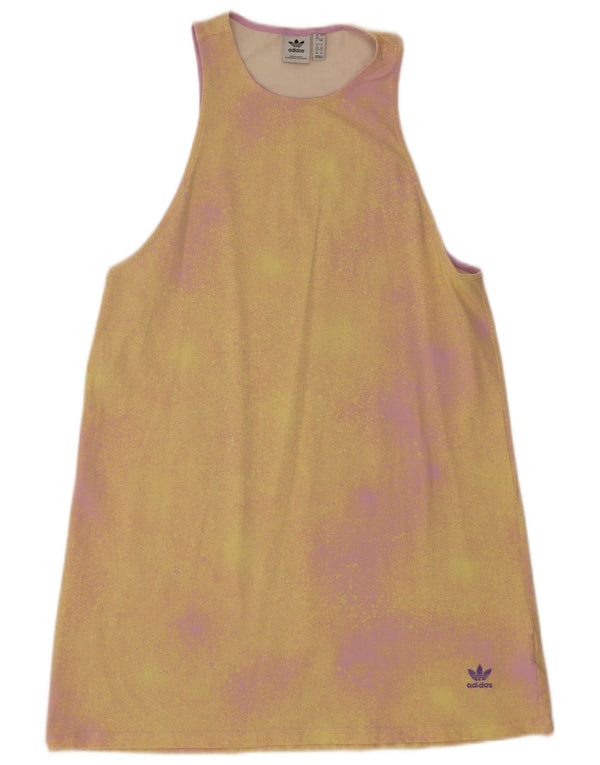 Rochie tricou fără mâneci Adidas pentru femei UK 20 2XL galben Tie Dye Bumbac