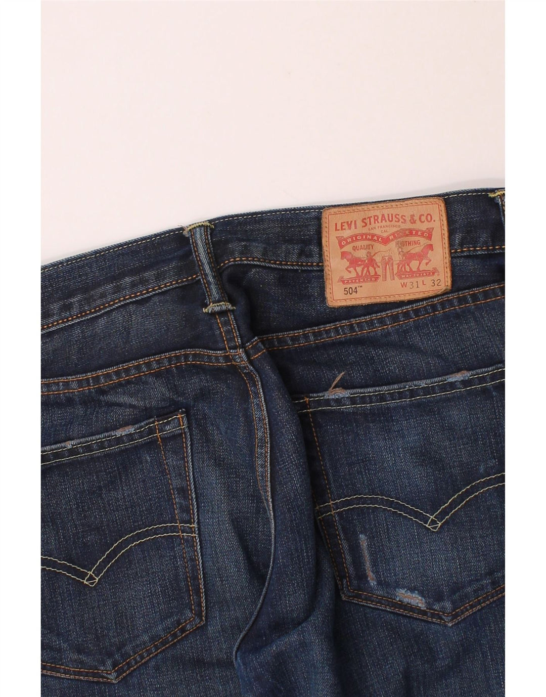 LEVI'S Mens 504 Straight Jeans W31 L32 Blue Polyester Vintage Levi's and Second-Hand Levi's from Messina Hembry 