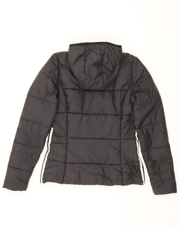 Jachetă căptușită cu glugă Adidas pentru femei UK 10 Poliester negru mic