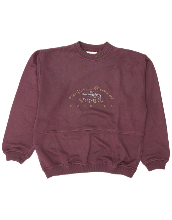 Pulover cu grafic pentru bărbați vintage Jumper XL bumbac maro