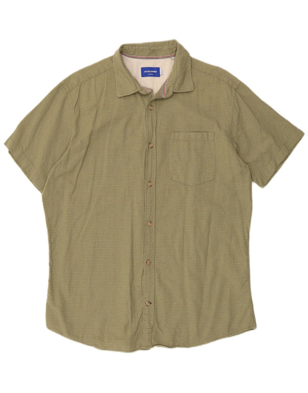 Cămașă Jack & Jones pentru bărbați cu mânecă scurtă XL, verde, bumbac cu dungi