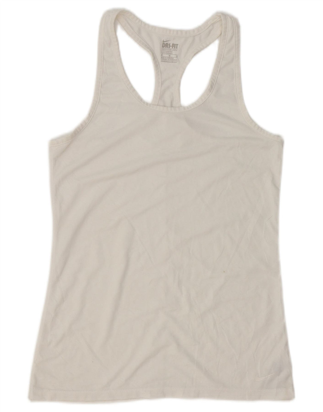 NIKE Womens Dri Fit Slim Fit Vest Top UK 12 Poliester alb mediu