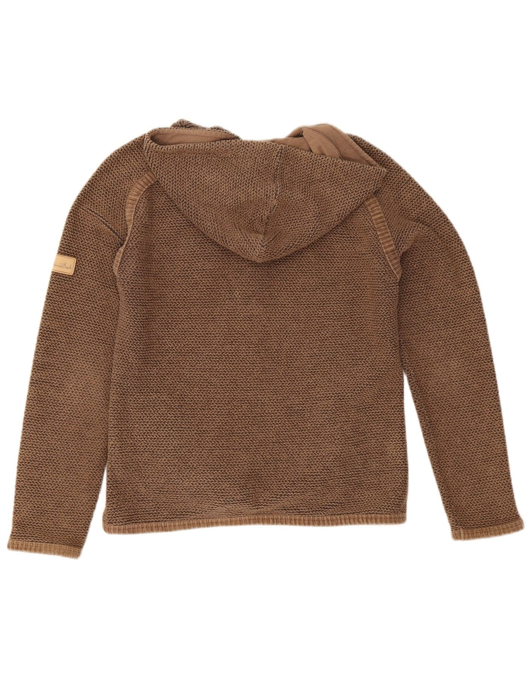 Weird Fish Pulover supradimensionat cu capota cu fermoar pentru femei UK 10 Bumbac maro mic