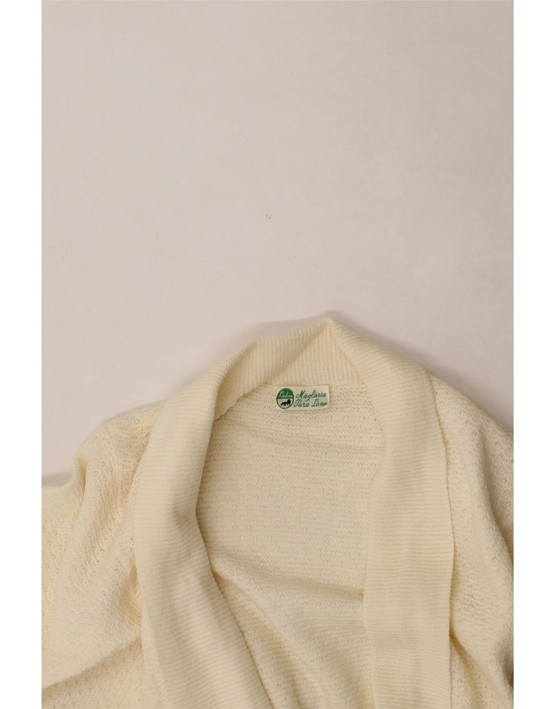 VINTAGE Womens Cardigan Sweater UK 12 Medium Off White Wool Vintage Vintage and Second-Hand Vintage from Messina Hembry 