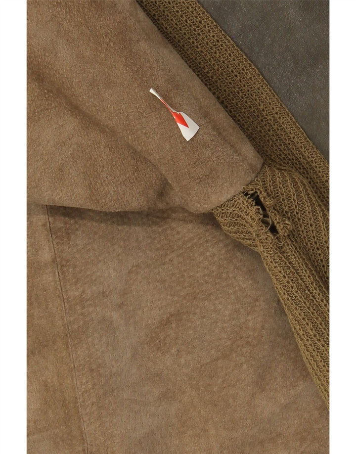 Bomber vintage pentru bărbați din piele intoarsa UK 38 Medium Khaki Colorblock Piele