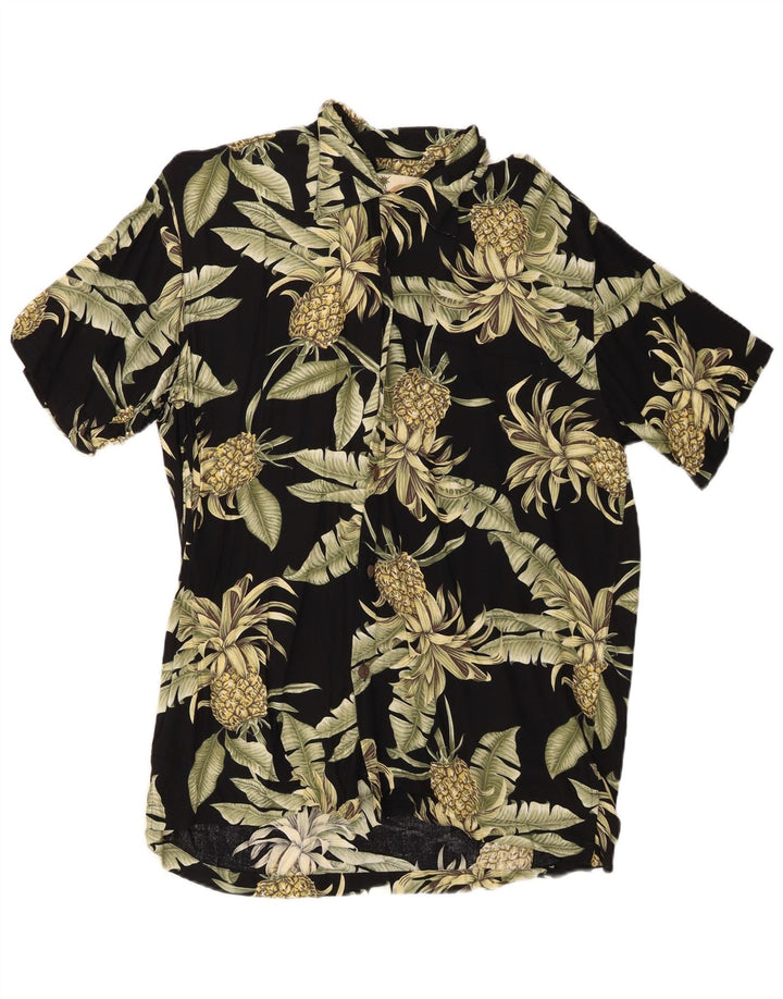 Cămașă cu mânecă scurtă pentru bărbați Karmakula, viscoză neagră medie