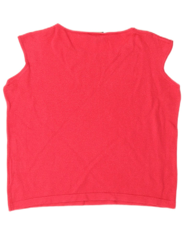 Luisa Spagnoli Womens Crop Vest Tank Top UK 16 Large Red Virgin Wool