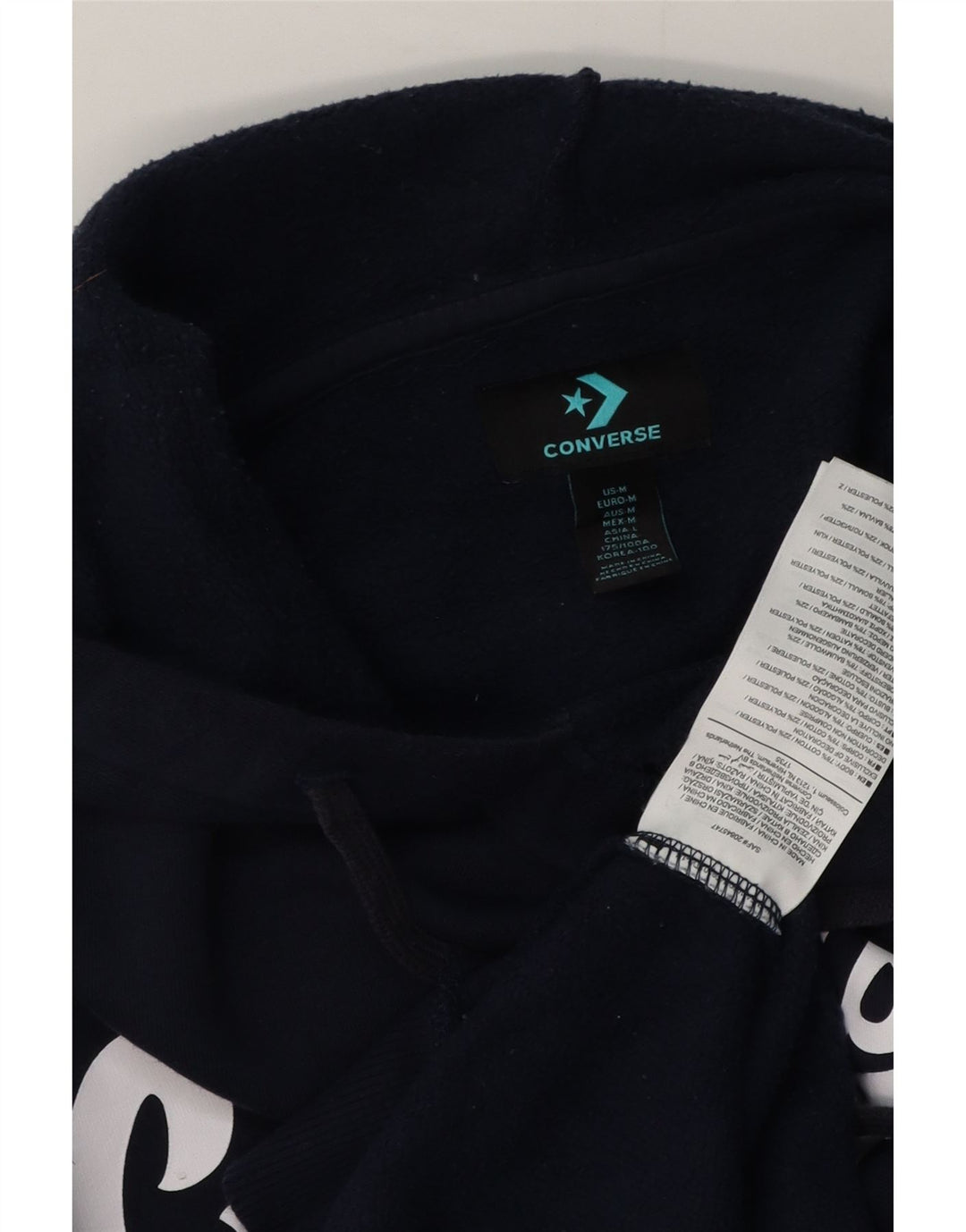 Pulover pentru bărbați Converse Graphic Hoodie Jumper mediu din bumbac bleumarin