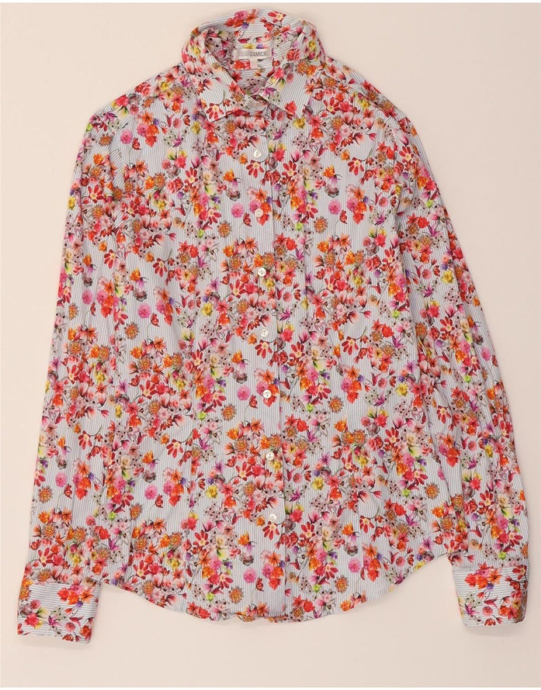 ENARA CAMICE Womens Shirt UK 14 Medium Multicoloured Floral Vintage Enara Camice and Second-Hand Enara Camice from Messina Hembry 
