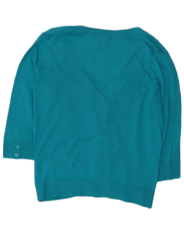 Pulover cardigan pentru femei Gap cu mâneci 3/4 UK 14 bumbac turcoaz mediu