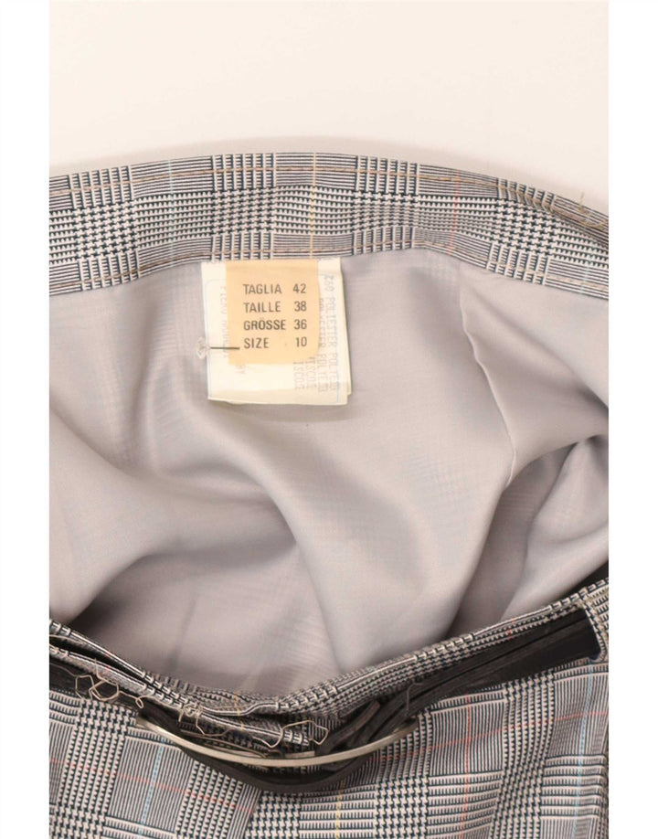 Fusta Wrap Vintage pentru femei UK 10 Small W27 Gri Houndstooth Poliester
