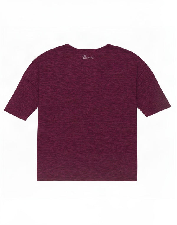Desigual Tricou cu grafic supradimensionat pentru femei UK 18 XL Maroon Floral