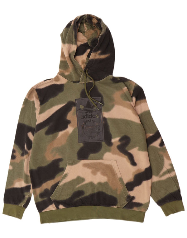 Pulover pentru bărbați Adidas Graphic Hoodie, bumbac, camuflaj, kaki mediu