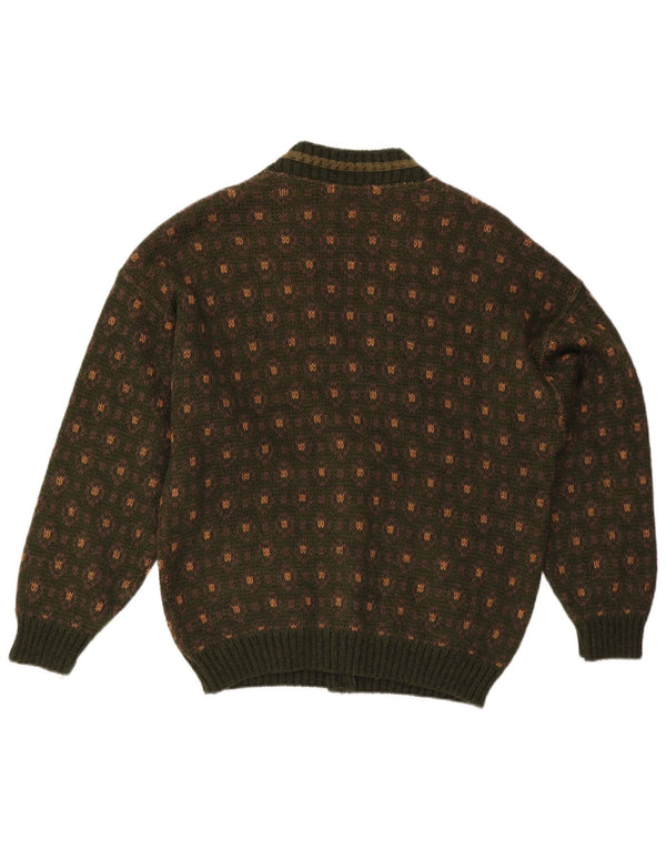 Pulover cardigan pentru bărbați Il Granchio, mare, verde, geometric, acrilic