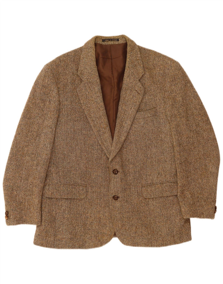 Jachetă pentru bărbați Harris Tweed cu 2 nasturi, UK 40, lână maro mare