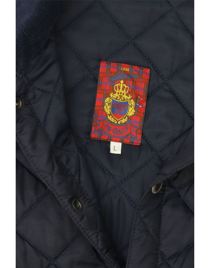 VINTAGE Mens Quilted Jacket UK 40 Large Navy Blue Vintage Vintage and Second-Hand Vintage from Messina Hembry 