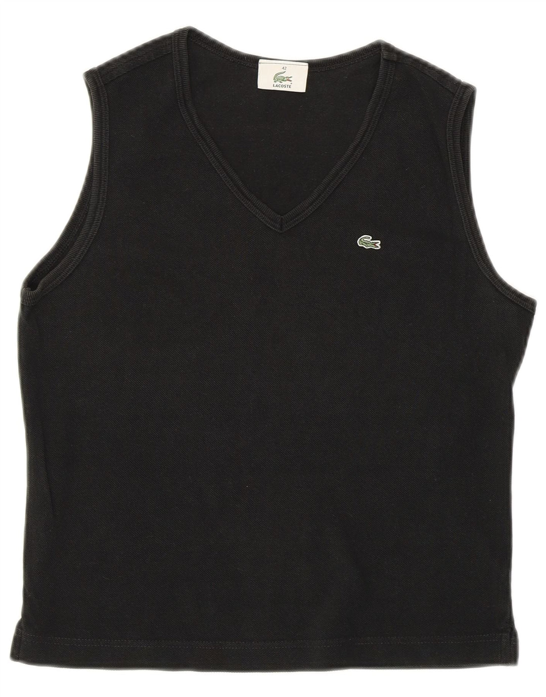 Lacoste Crop Vest Top pentru femei Mărimea 42 Lung Negru