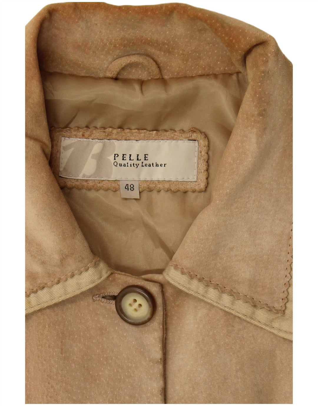 Jachetă vintage de piele intoarsa pentru femei IT 48 XL Bej