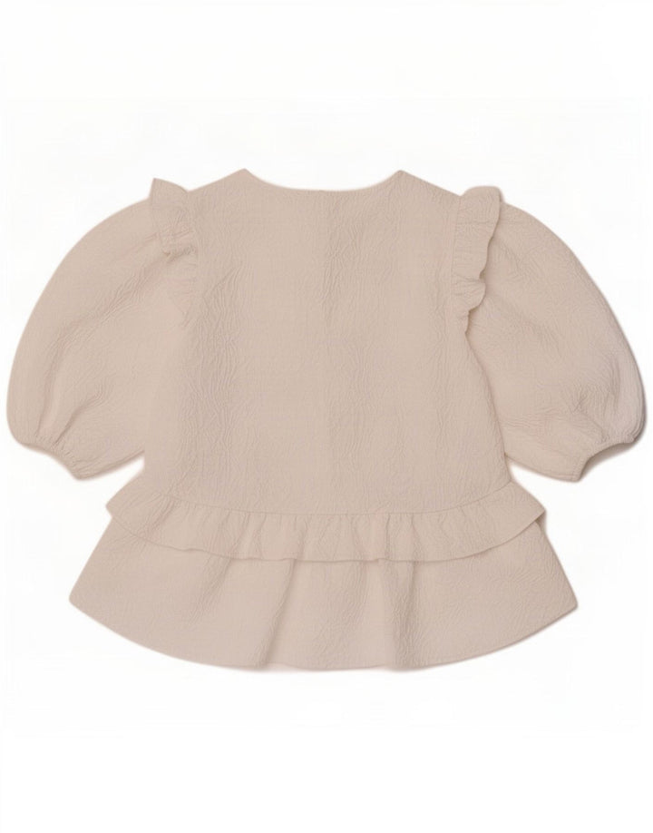 Zara Femei Bluză Top cu mâneci 3/4 UK 12 Medium White Poliester