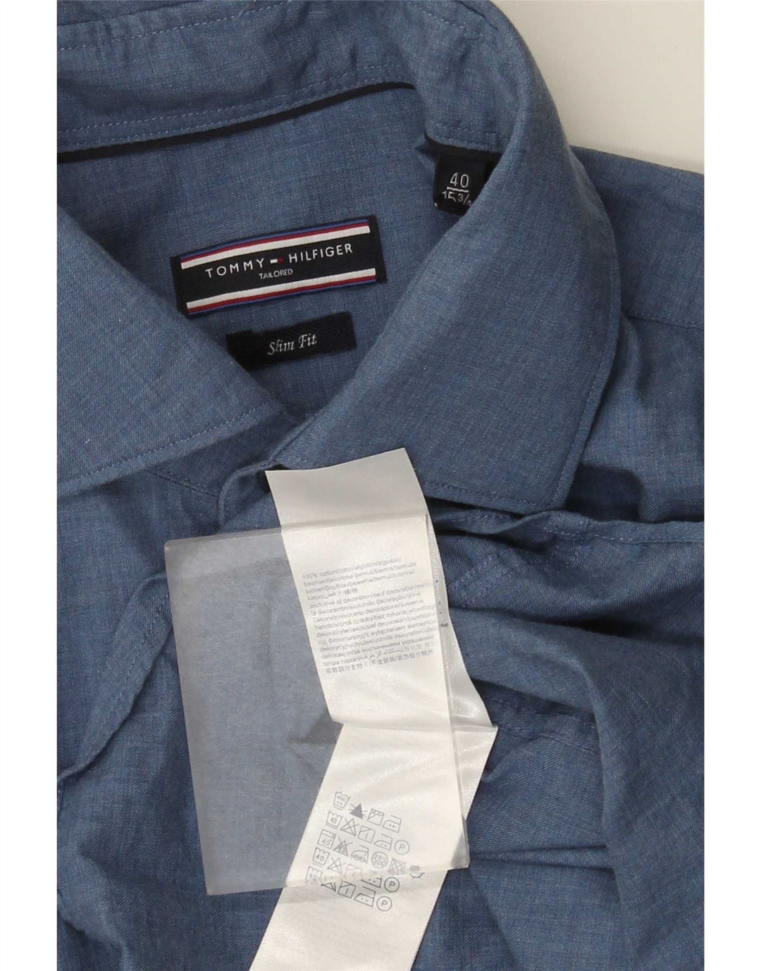 Cămașă pentru bărbați Tommy Hilfiger Slim Fit Mărimea 40 Bumbac albastru mediu