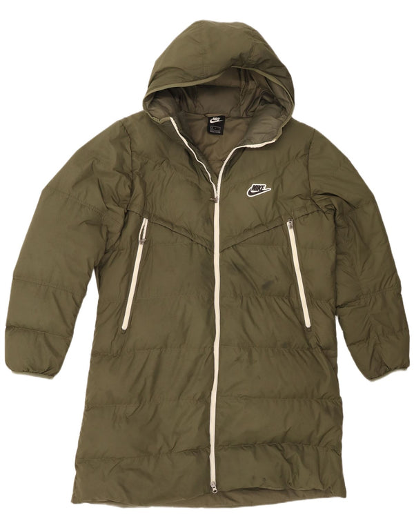 Nike Mens Hooded Padded Coat UK 40 Large Khaki Polyester