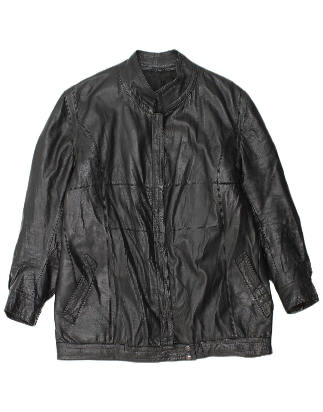 Jachetă de piele vintage pentru femei UK 14 Medium Black