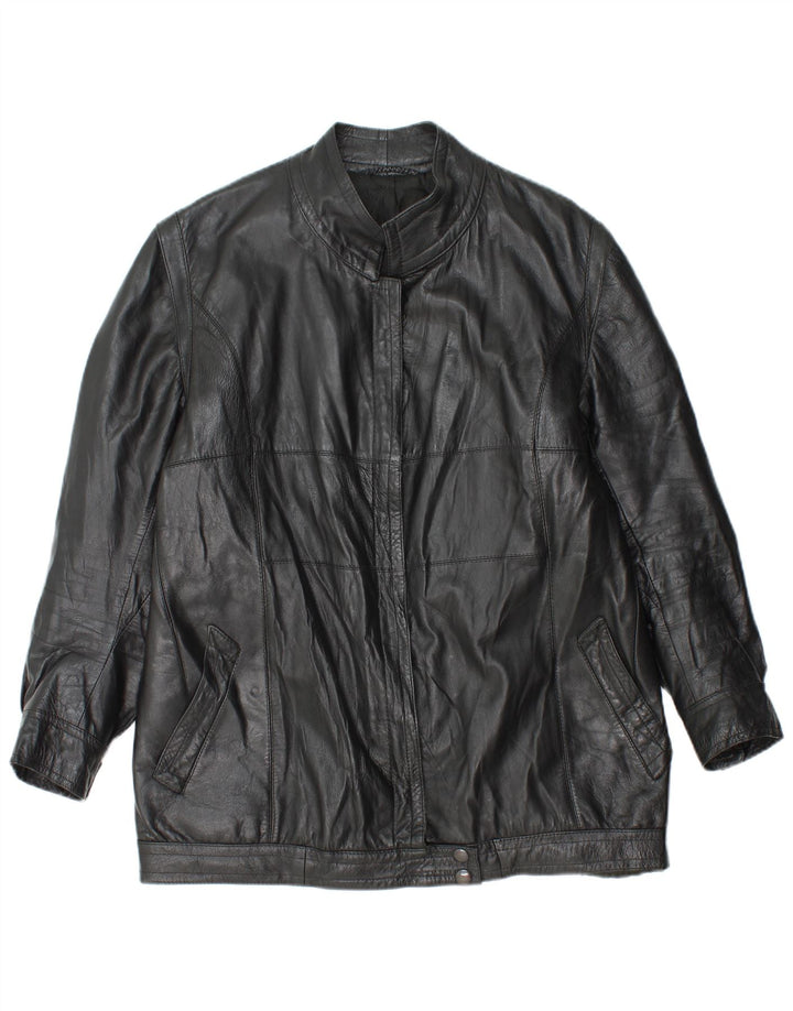 Jachetă de piele vintage pentru femei UK 14 Medium Black