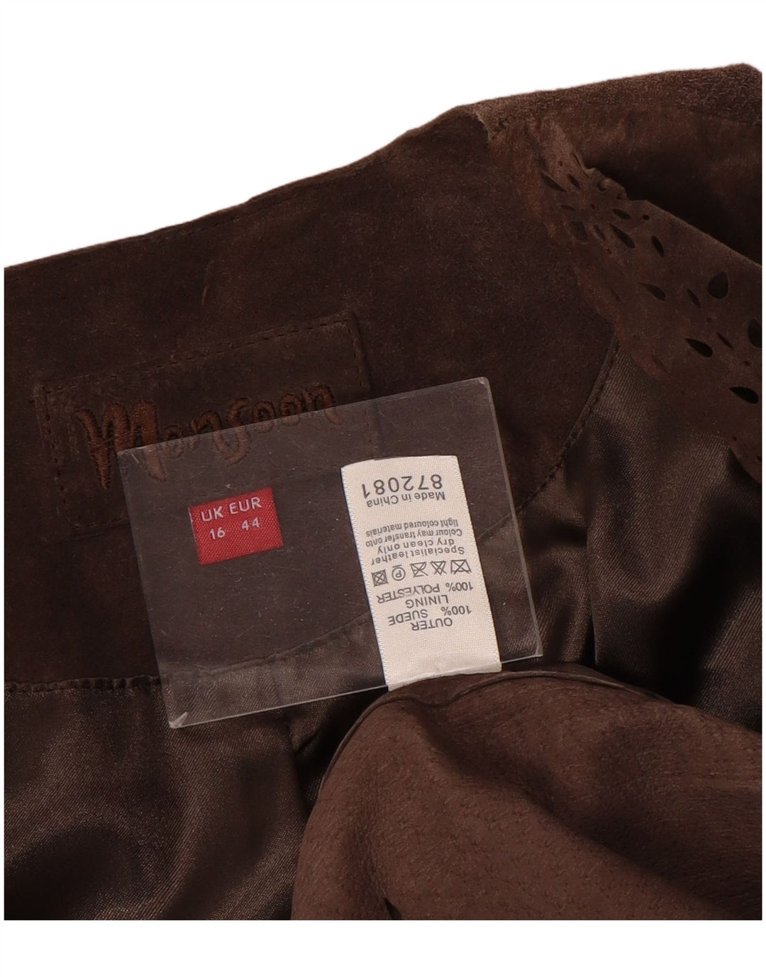 MONSOON Jachetă deschisă din piele intoarsa pentru femei UK 16, maro, mare