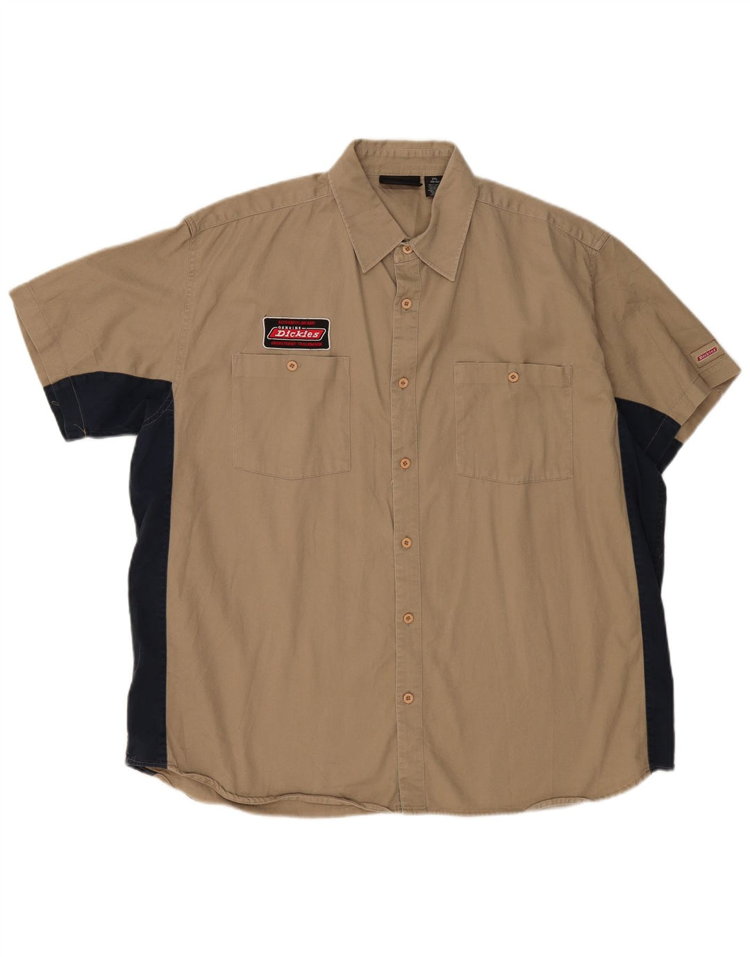Cămașă cu mânecă scurtă pentru bărbați DICKIES 2XL, bumbac color-bloc, bej