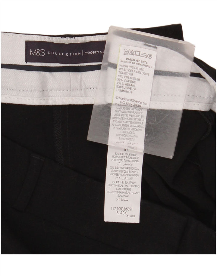 MARKS & SPENCER Pantaloni de costum crop pentru femei UK 14 Medium L34 L26 Negru
