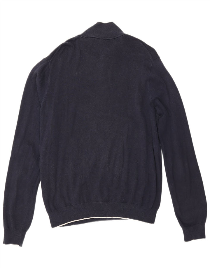 Pulover pentru bărbați Gant, cu fermoar și gât, bumbac, albastru bleumarin mediu