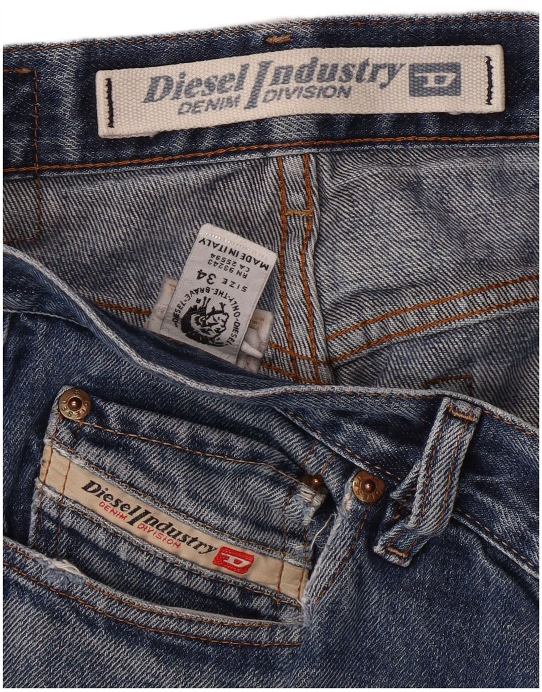 DIESEL Blugi drepti pentru bărbați W34 L33 Blue Cotton Classic