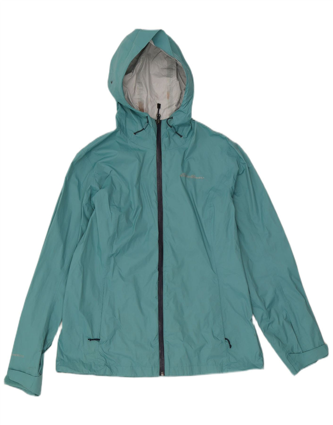 Jachetă de ploaie cu glugă pentru femei Eddie Bauer UK 14, nailon albastru mediu