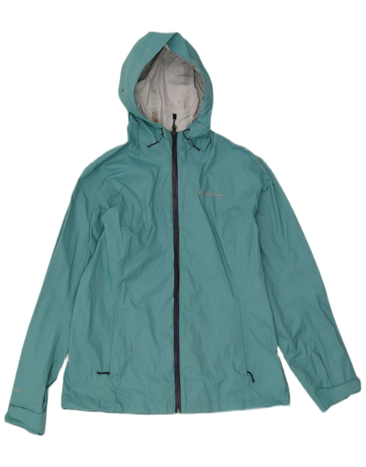 Jachetă de ploaie cu glugă pentru femei Eddie Bauer UK 14, nailon albastru mediu