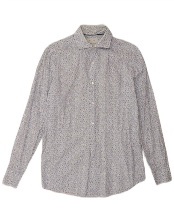 Cămașă Massimo Dutti Bărbați Mic Bumbac Floral Alb